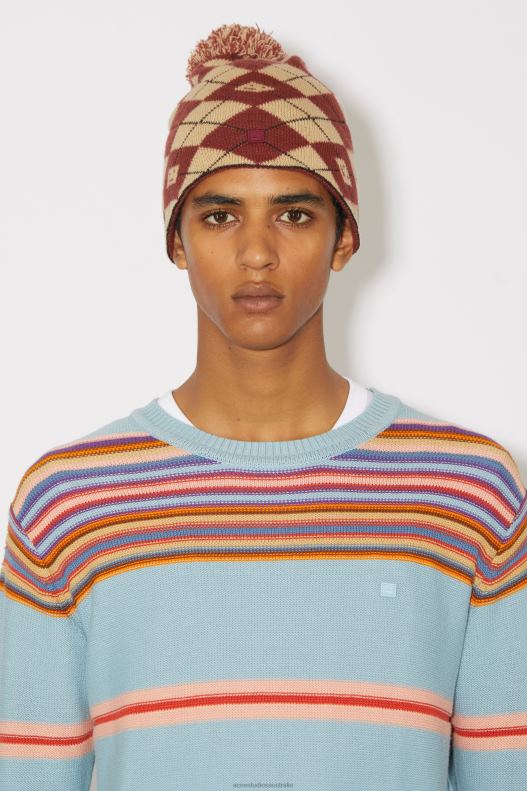 Argyle jacquard beanie Biscuit Beige/Deep Red Acne Studios R66LJ737 Accessories