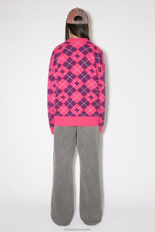 Argyle jacquard wool jumper Unisex Bright Pink/Mid Purple Acne Studios R66LJ86 Apparel