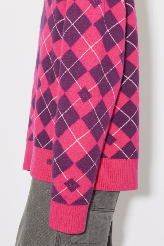 Argyle jacquard wool jumper Unisex Bright Pink/Mid Purple Acne Studios R66LJ931 Apparel