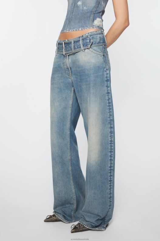 Belted jeans - Relaxed fit Mid Blue Acne Studios R66LJ290 Apparel