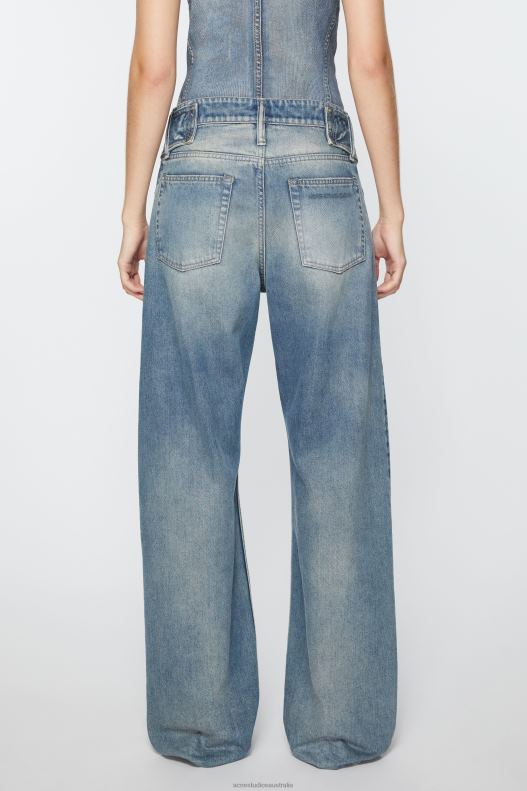 Belted jeans - Relaxed fit Mid Blue Acne Studios R66LJ290 Apparel