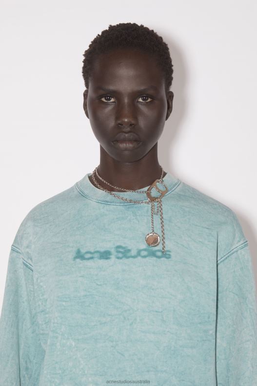 Blurred logo sweater Powder Blue Acne Studios R66LJ165 Apparel