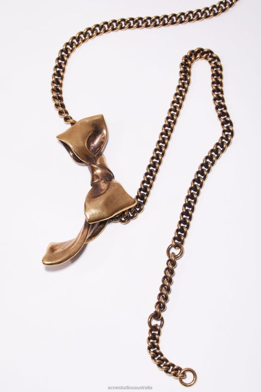 Bow necklace Antique Gold Acne Studios R66LJ699 Accessories