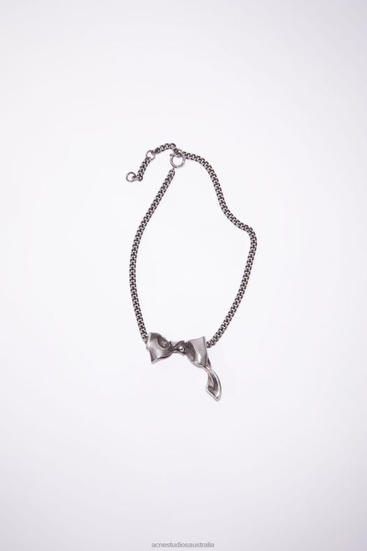 Bow necklace Antique Silver Acne Studios R66LJ651 Accessories