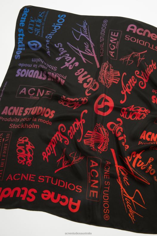 Brand logo silk scarf Black Acne Studios R66LJ453 Accessories