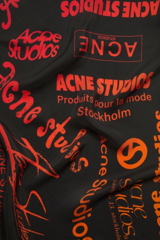 Brand logo silk scarf Black Acne Studios R66LJ453 Accessories