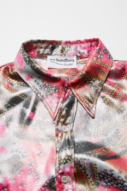 Button-up shirt foil print Pink Multicolor Acne Studios R66LJ996 Apparel