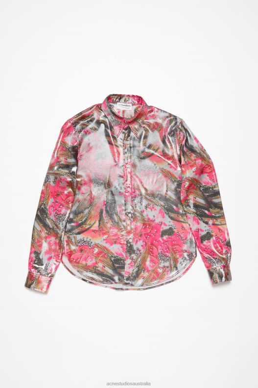 Button-up shirt foil print Pink Multicolor Acne Studios R66LJ996 Apparel