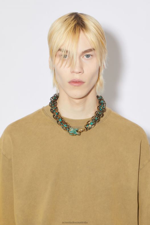 Chain necklace Dark Military Green/Brass Acne Studios R66LJ554 Accessories