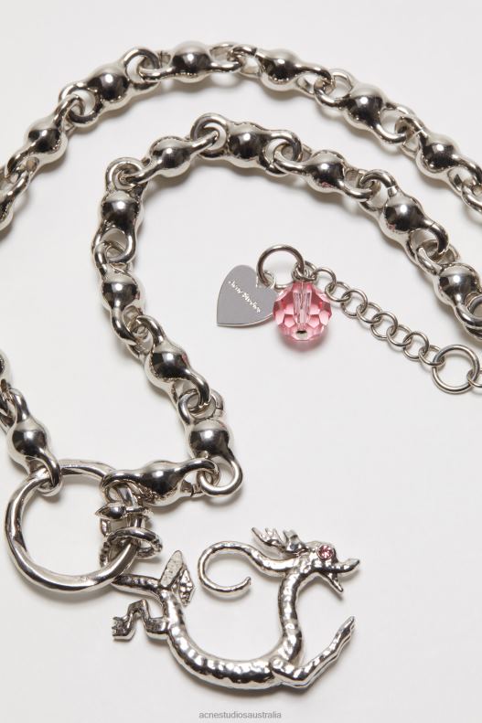 Charm necklace Antique Silver/Pink Acne Studios R66LJ645 Accessories