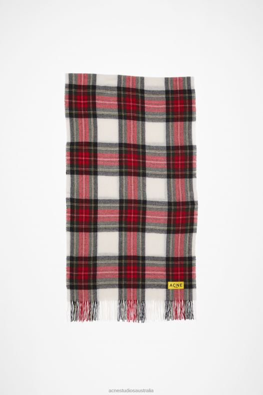 Check fringe scarf Black/Red/White Acne Studios R66LJ444 Accessories