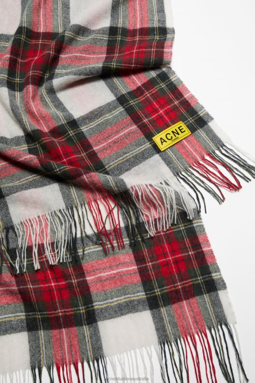 Check fringe scarf Black/Red/White Acne Studios R66LJ444 Accessories