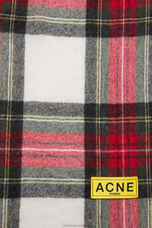 Check fringe scarf Black/Red/White Acne Studios R66LJ444 Accessories