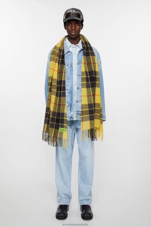 Check fringe scarf Yellow/Black Acne Studios R66LJ871 Accessories