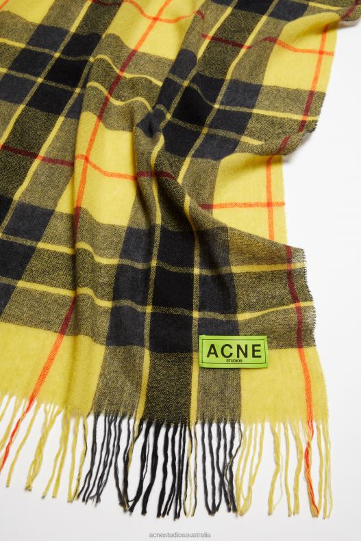 Check fringe scarf Yellow/Black Acne Studios R66LJ871 Accessories