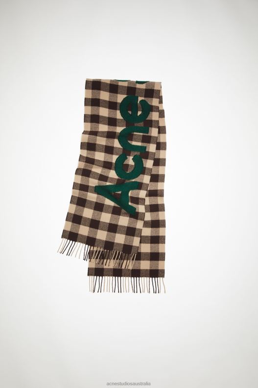 Check logo scarf Brown/Green Acne Studios R66LJ637 Accessories