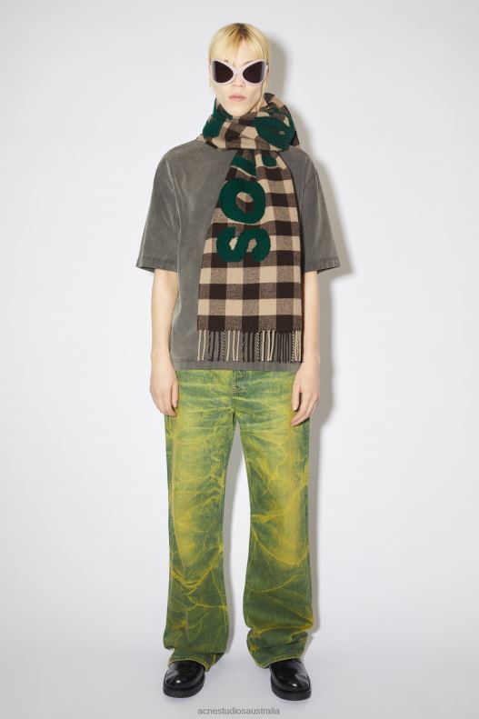 Check logo scarf Brown/Green Acne Studios R66LJ637 Accessories