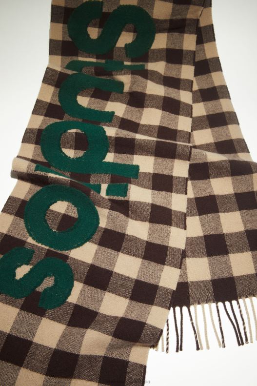 Check logo scarf Brown/Green Acne Studios R66LJ637 Accessories