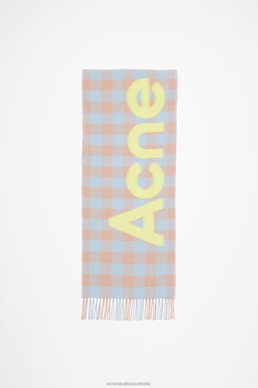 Check logo scarf Camel Beige/Acid Green Acne Studios R66LJ710 Accessories