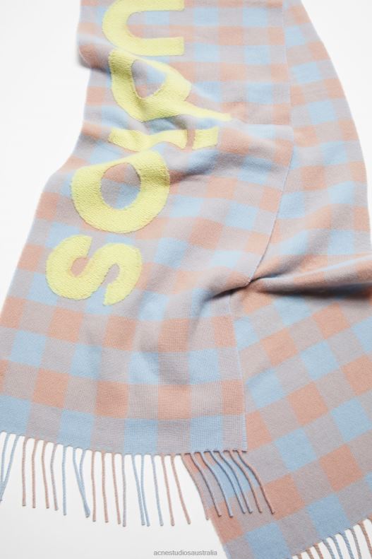 Check logo scarf Camel Beige/Acid Green Acne Studios R66LJ710 Accessories