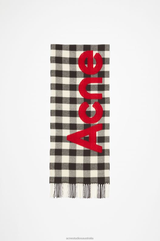 Check logo scarf Carbon Grey/Red Acne Studios R66LJ583 Accessories