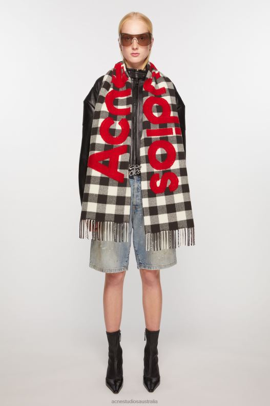 Check logo scarf Carbon Grey/Red Acne Studios R66LJ583 Accessories