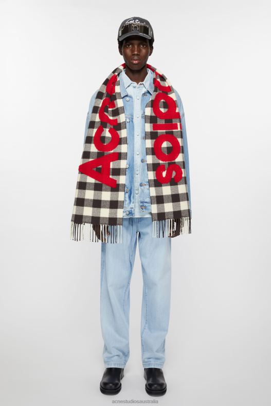 Check logo scarf Carbon Grey/Red Acne Studios R66LJ583 Accessories