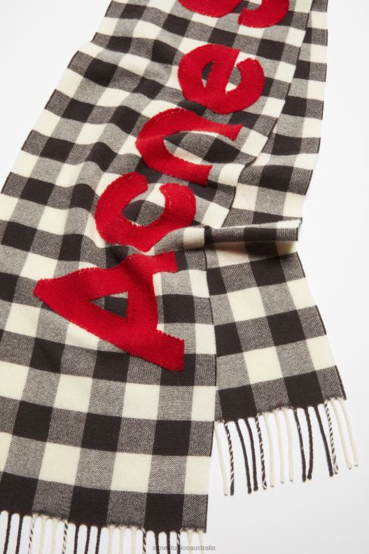 Check logo scarf Carbon Grey/Red Acne Studios R66LJ583 Accessories