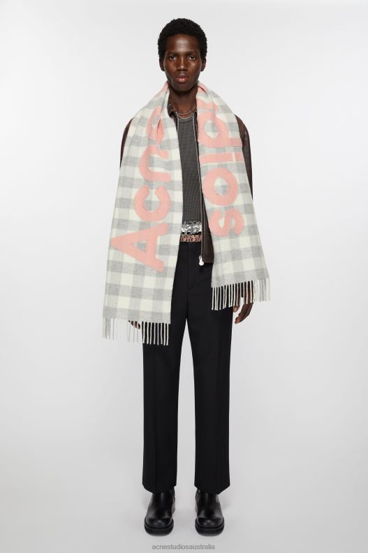 Check logo scarf Grey/Pink Acne Studios R66LJ609 Accessories