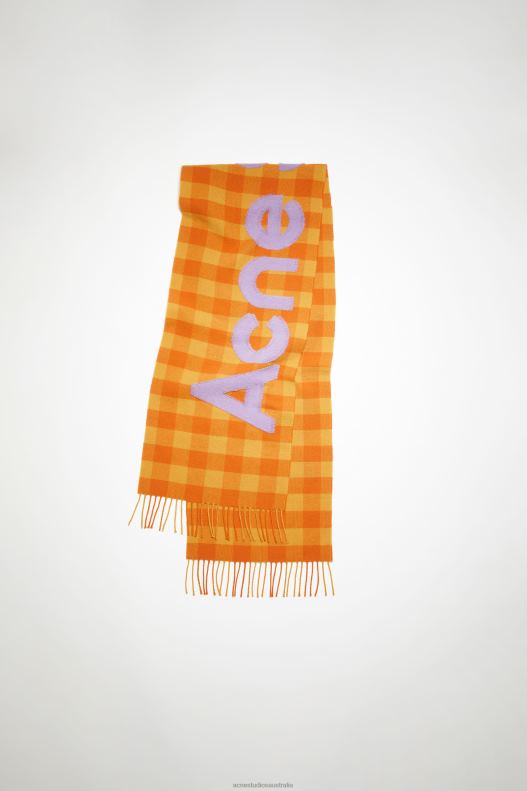 Check logo scarf Orange/Lilac Purple Acne Studios R66LJ777 Accessories