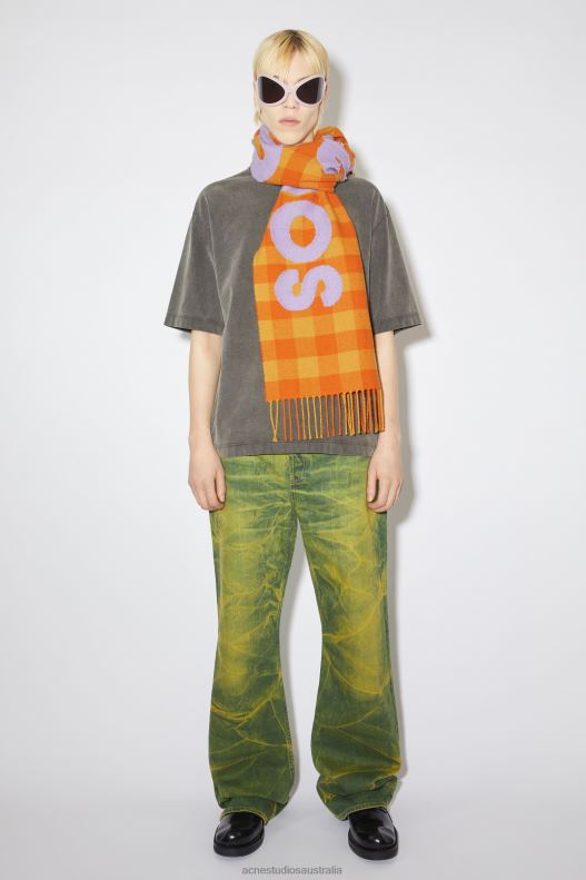 Check logo scarf Orange/Lilac Purple Acne Studios R66LJ777 Accessories