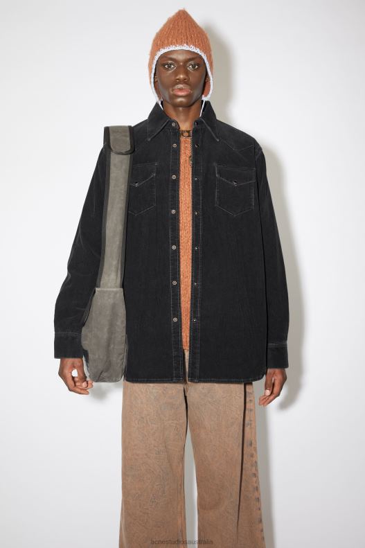 Corduroy button-up shirt Black Acne Studios R66LJ1005 Apparel