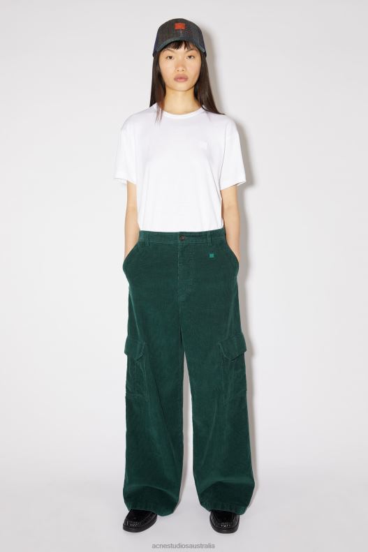 Corduroy cargo trousers Unisex Night Green Acne Studios R66LJ313 Apparel