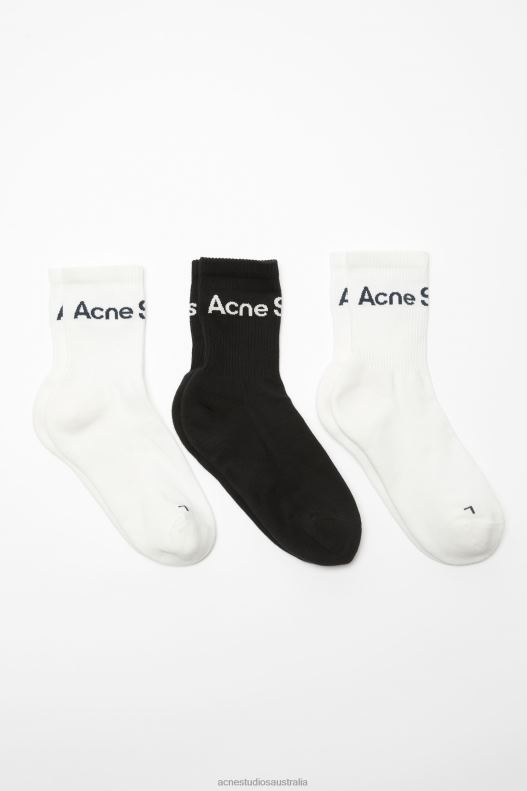 Cotton logo socks - 3 pack White/Black Acne Studios R66LJ807 Accessories