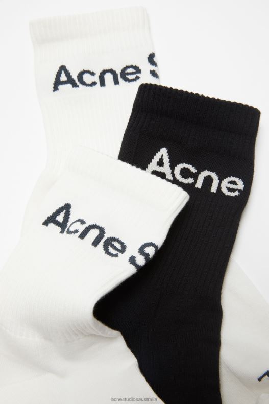 Cotton logo socks - 3 pack White/Black Acne Studios R66LJ807 Accessories