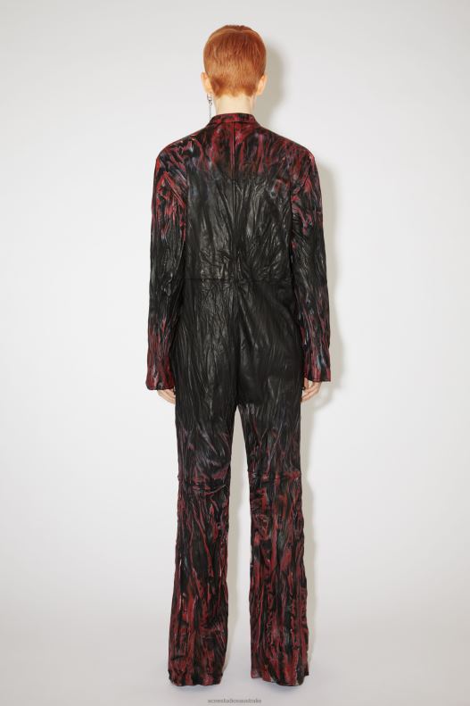 Creased leather jumpsuit Runway Show Black/Red Acne Studios R66LJ329 Apparel