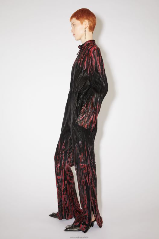 Creased leather jumpsuit Runway Show Black/Red Acne Studios R66LJ329 Apparel