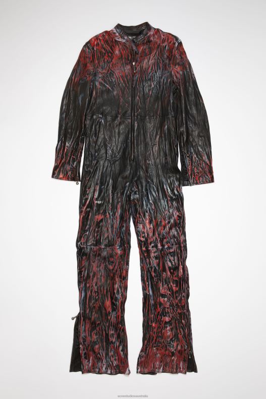 Creased leather jumpsuit Runway Show Black/Red Acne Studios R66LJ329 Apparel