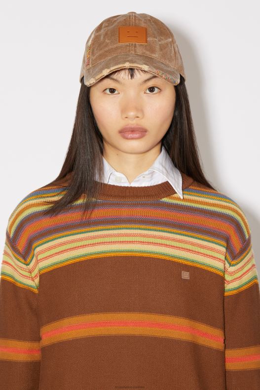 Crew neck knit jumper Unisex Cinnamon Brown/Multi Acne Studios R66LJ85 Apparel