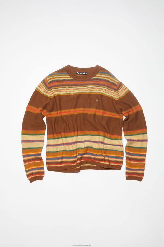 Crew neck knit jumper Unisex Cinnamon Brown/Multi Acne Studios R66LJ85 Apparel