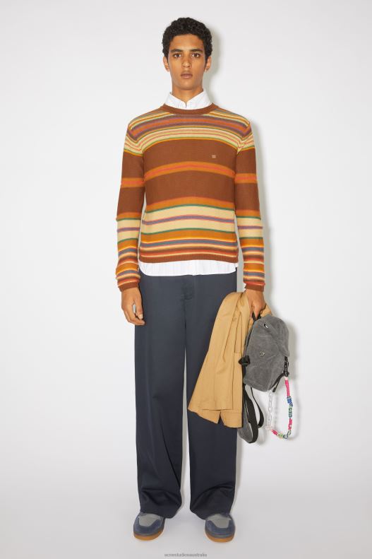 Crew neck knit jumper Unisex Cinnamon Brown/Multi Acne Studios R66LJ930 Apparel