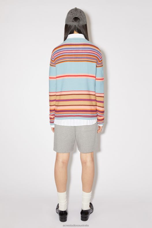 Crew neck knit jumper Unisex Dusty Blue/Multi Acne Studios R66LJ84 Apparel