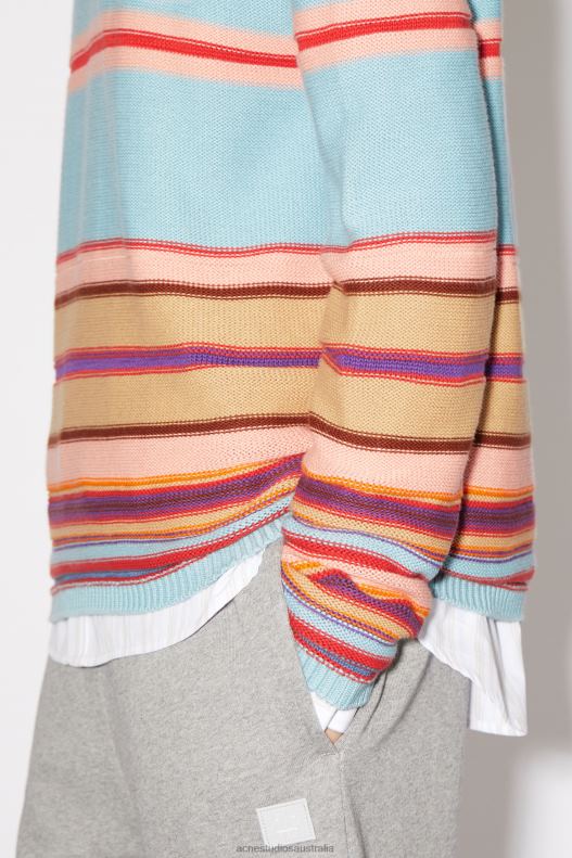 Crew neck knit jumper Unisex Dusty Blue/Multi Acne Studios R66LJ84 Apparel