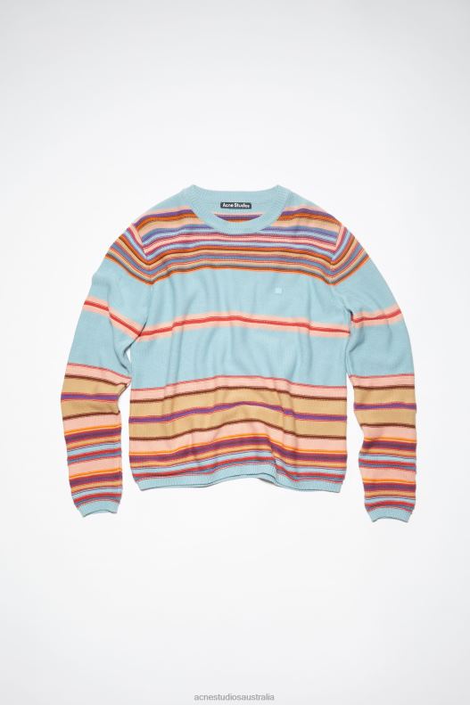 Crew neck knit jumper Unisex Dusty Blue/Multi Acne Studios R66LJ84 Apparel