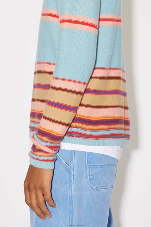 Crew neck knit jumper Unisex Dusty Blue/Multi Acne Studios R66LJ942 Apparel