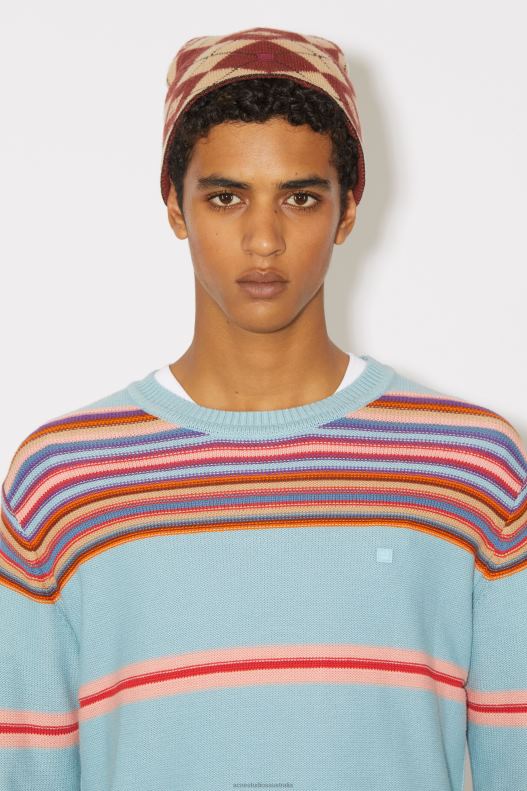 Crew neck knit jumper Unisex Dusty Blue/Multi Acne Studios R66LJ942 Apparel