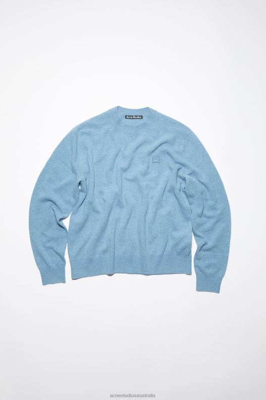 Crew neck knit jumper Unisex Steel Blue Melange Acne Studios R66LJ93 Apparel