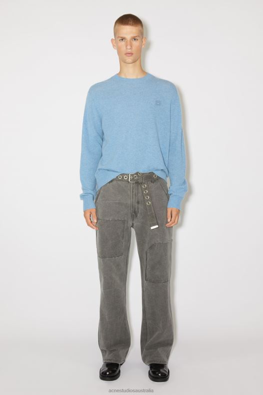 Crew neck knit jumper Unisex Steel Blue Melange Acne Studios R66LJ936 Apparel