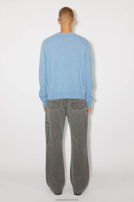 Crew neck knit jumper Unisex Steel Blue Melange Acne Studios R66LJ936 Apparel