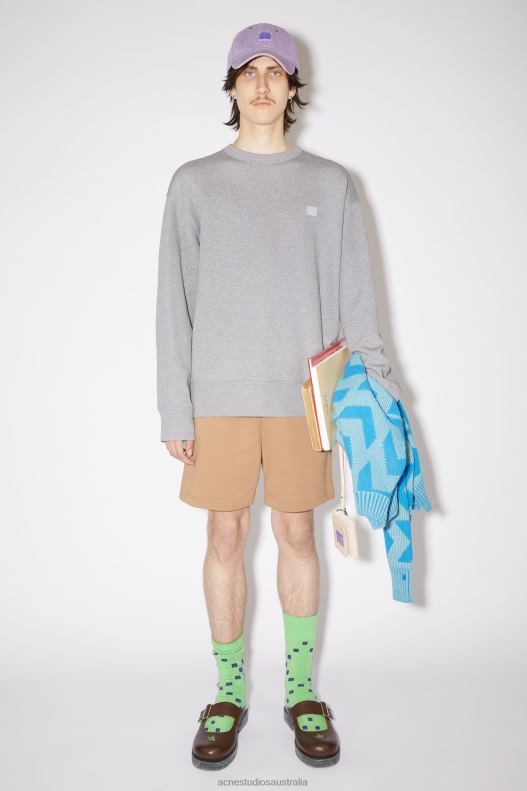 Crew neck sweatshirt - Relaxed fit Unisex Light Grey Melange Acne Studios R66LJ1181 Apparel